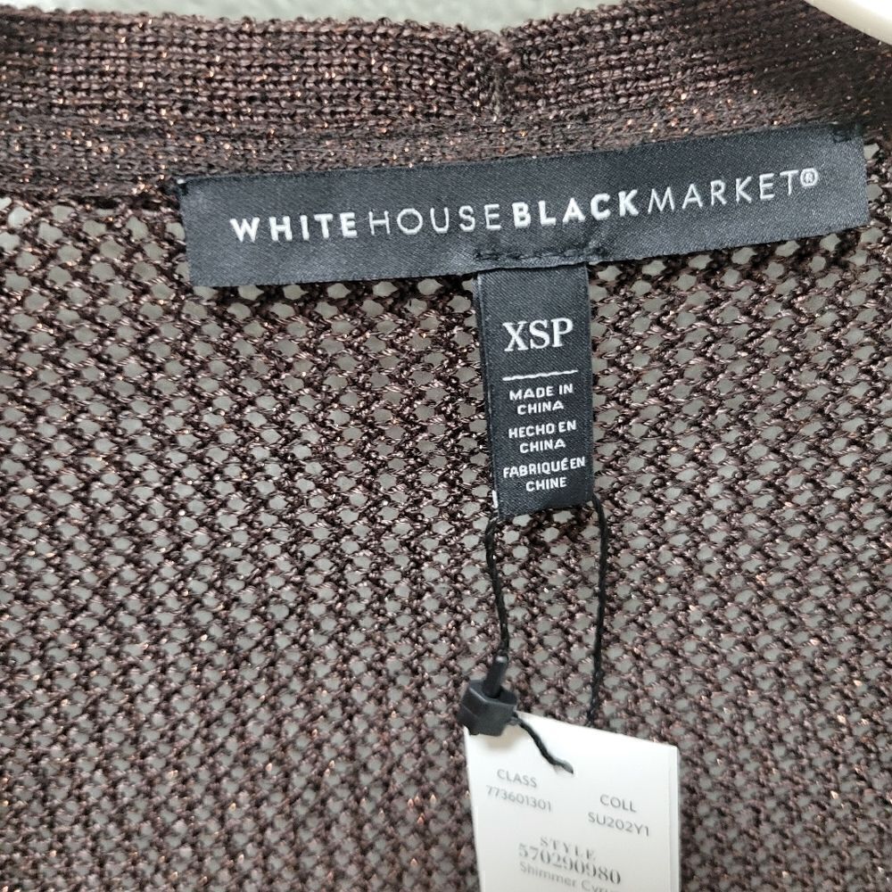 NWT White House Black Market Net Shimmer Coverup Open Knit Cardigan  Sweater XSP - Picture 2 of 5